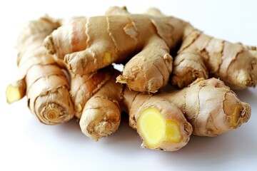 Fototapeta premium fresh ginger root isolated on white background