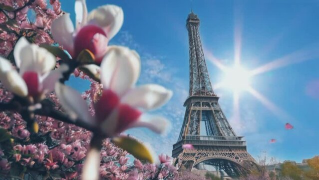 eiffel tower and flowers