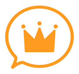 シンプルなオレンジ色の王冠アイコンと吹き出し