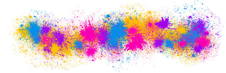 splashes of transparent rainbow color paint