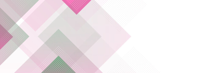 Geometric banner backgorund template, transparent, pink and green gradient, memphis