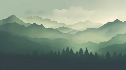 Poster misty mountain landscape © Faisal