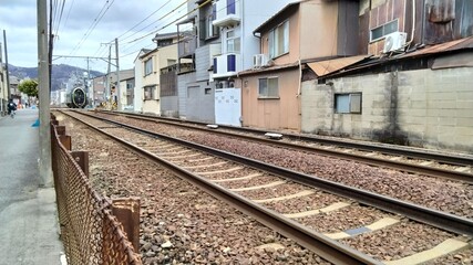 Obraz premium Eizan Electric Railway tracks, Kyoto, Japan