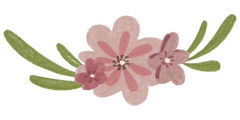 Pink flowers arrangement watercolor illustration for decoration