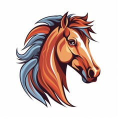 Horse / Stallion - Flat Cartoon Logo Design Vector Illustration - Isolated on White Background
