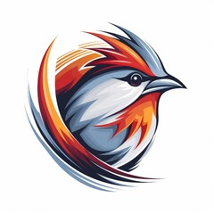 Stylish Bird - Flat Cartoon Logo Design Vector Illustration - Isolated on White Background