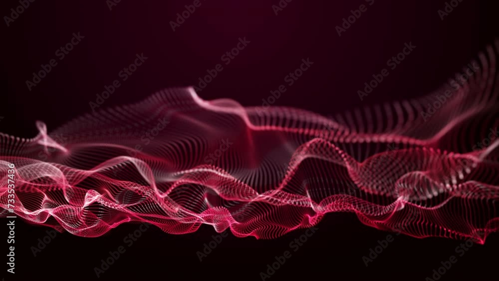 Poster Powerful video animation with particle wave object in slow motion, 4096x2304 loop 4K