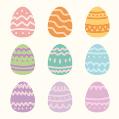 Cute vector illustration set of hand drawn easter eggs. Design elements for holiday cards. Easter pastel collection with different texture.