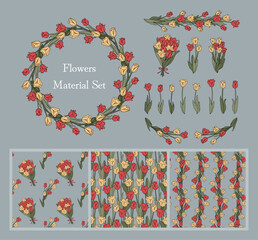 チューリップのイラスト素材セット