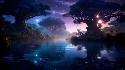 Forest background, vibrant trees