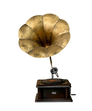 record players or bronze phonograph isolated
