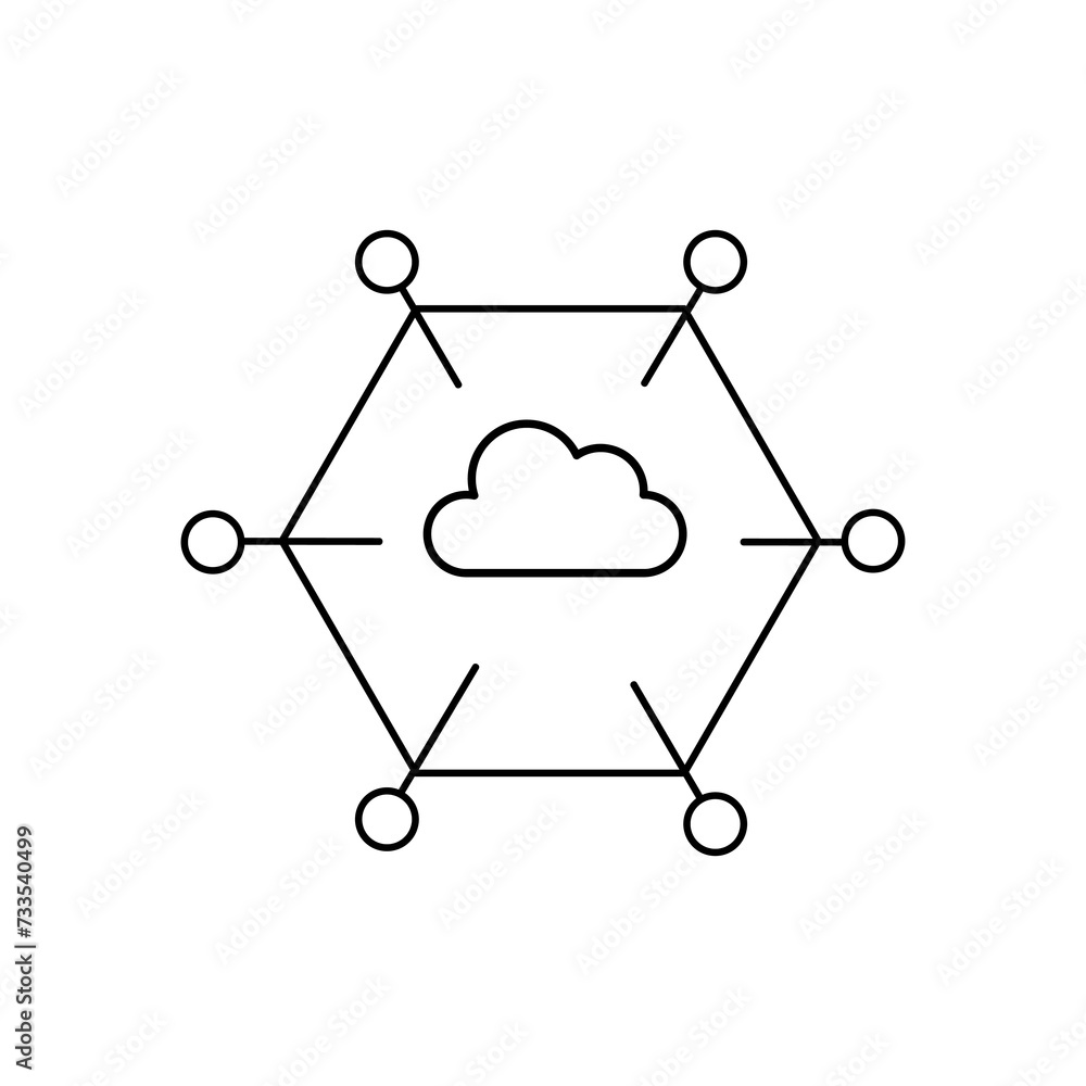 Poster edge computing icon simple flat liner illustration on white background..eps