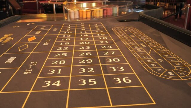 Empty gaming table in casino with place for chips. Gambling