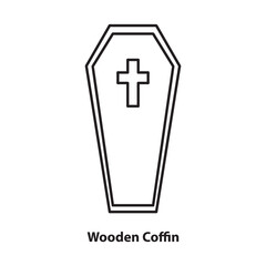 Wooden Coffin icon. simple liner flat vector Wooden Coffin on white background..eps