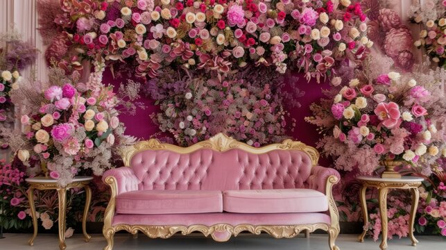 Red wedding stage in Floral Decor