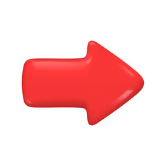 simple 3d red arrow Indicates the next path to the right. Website elements indicate where to click a button. 3d vector Illustration.