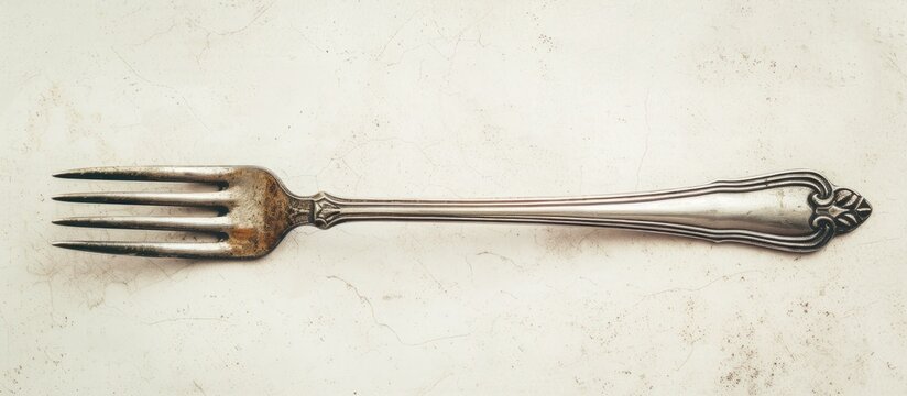 Vintage Silver Fork Isolated on Light Background - Elegant Vintage Silver Fork Shines Brightly Against Isolated, Light Background