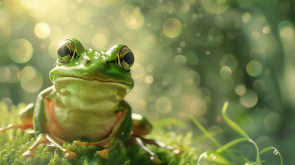 Frolicsome Froggy Celebrates Leap Day with a Rendering of 2024 in a Hazy Background