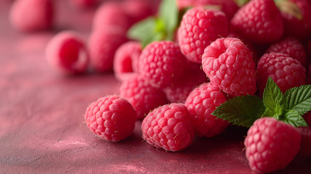 Pile of raspberries, food photography