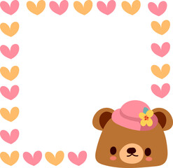 Cute bear saying love to mom and flowers and spring leaves cute hand-drawn illustration