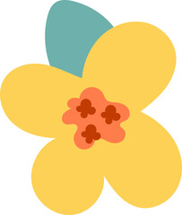 Cute bear saying love to mom and flowers and spring leaves cute hand-drawn illustration