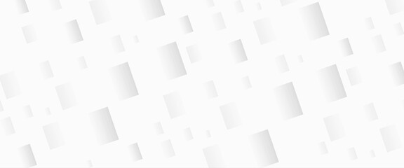 Vector silver color square pattern on banner with shadow. Abstract white and grey color geometric background with copy space. 