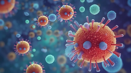 Obraz na płótnie Canvas Macroscopic observation of organisms bacteria and cells and viruses under laboratory microscope