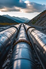 Pipeline and pipe rack of petroleum and natural gas transportation pipeline to the industrial refinery, petroleum organization delivering resources production