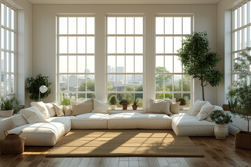 Interior design of modern apartment. Interior mockup. Scandinavian interior design. Generative AI