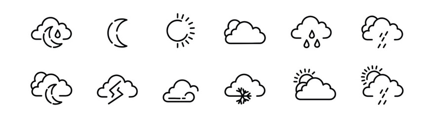 Weather forecast - outline web icon set