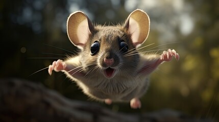 Flying mouse close-up, Hyper Real