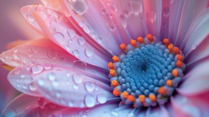 Floral macro of a dew-kissed petal in a garden setting