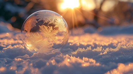 A bubble's dance with the cold culminates in a beautiful display of ice crystals at sunrise.