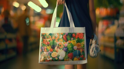 Naklejka na ściany i meble Shopper bag close-up, Hyper Real