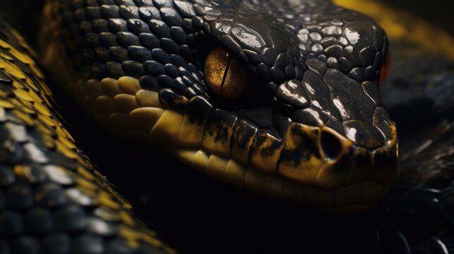 Venomous snake close-up, Hyper Real