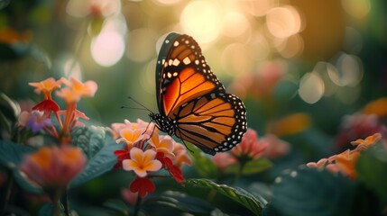 A butterfly in its natural habitat, perfectly at home among the petals of a blooming flower.