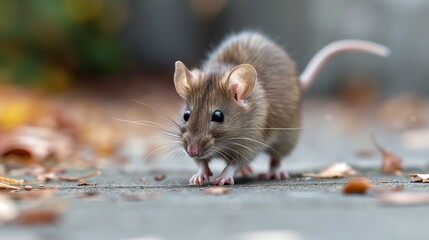 The dynamic movement of a furry rat, caught in a daylight leap.