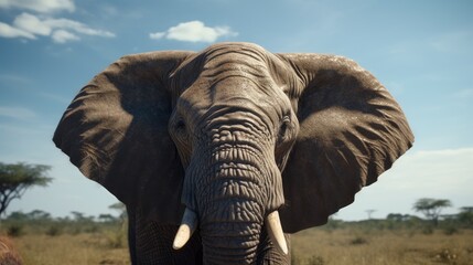 Fototapeta na wymiar African elephant close-up, Hyper Real