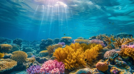 Fototapeta premium Preservation of undersea life showcased in the complexity of coral habitats.