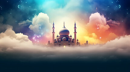 Glowing background for muslim feast in holy month of Ramadan Kareem