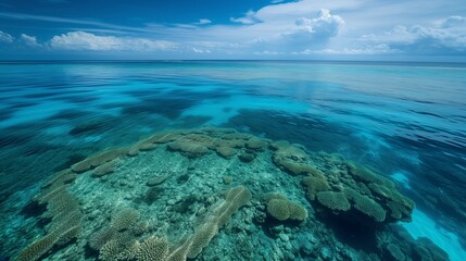 Fototapeta premium Scuba divers' paradise, the Barrier Reef's biodiversity from an aerial perspective.