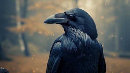 Mystical and emblematic, the raven's presence is a captivating sight in nature. - obrazy, fototapety, plakaty