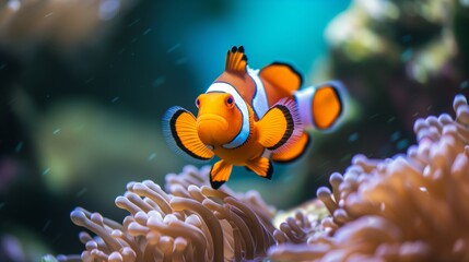Anemone's tentacles provide a safe space for a wandering clownfish.