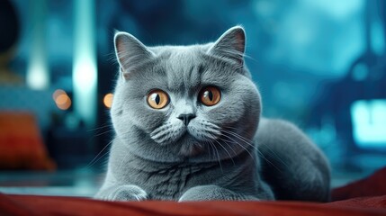 British shorthair cat close-up, Hyper Real