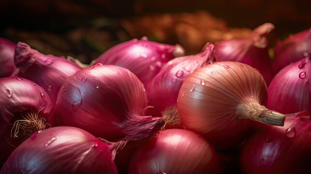 Bulb onions close-up, Hyper Real