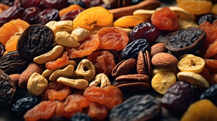 Dried fruits close-up, Hyper Real