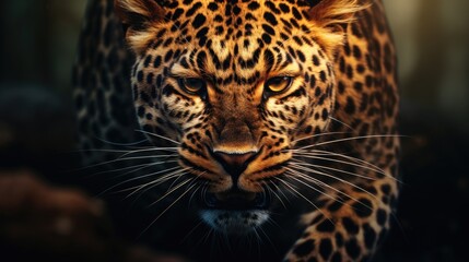 Naklejka premium Leopard close-up, Hyper Real