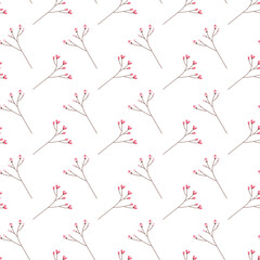Abstract background texture of flowering branches in trendy bright shades. Seamless pattern design