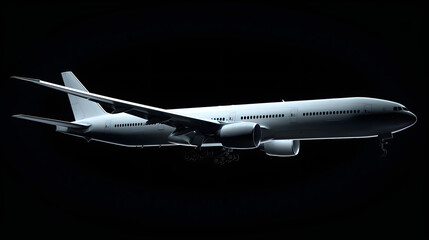 Fototapeta na wymiar Airplane On Isolated Black Background, Generative Ai