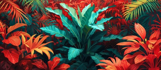 Vibrant Green Plant Surrounded by a Thriving Red Jungle of Plants